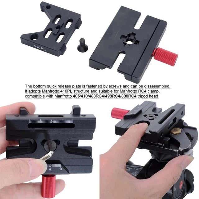 Alt view image 4 of 5 - iShoot Clamp Adapter Mount Converter for Converting Arca-Swiss Fit Quick Release Plate 200PL / 410PL Plate to RC4 Tripod Clamp, Compatible with Manfrotto 405/410/488RC4/498RC4/808RC4 Tripod Ball Head