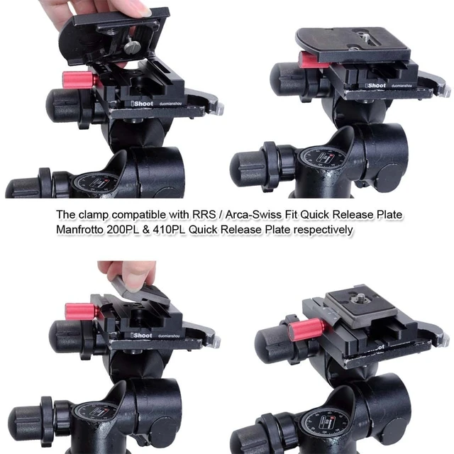 Alt view image 5 of 5 - iShoot Clamp Adapter Mount Converter for Converting Arca-Swiss Fit Quick Release Plate 200PL / 410PL Plate to RC4 Tripod Clamp, Compatible with Manfrotto 405/410/488RC4/498RC4/808RC4 Tripod Ball Head
