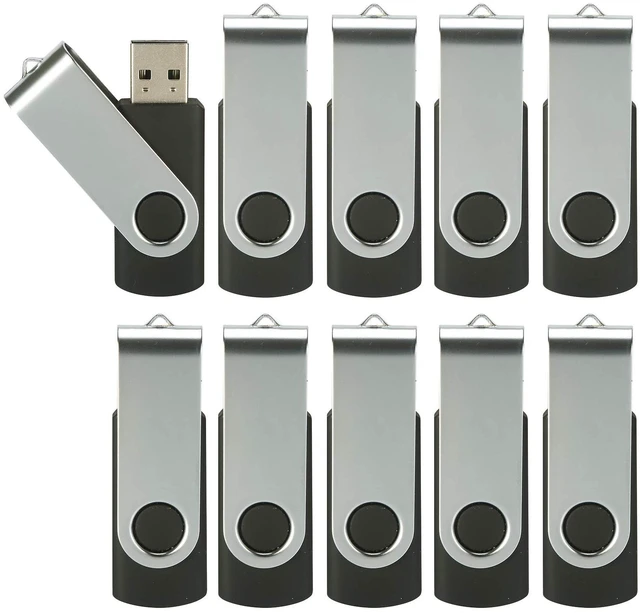 Main image of Alihelan 32GB USB 2.0 Thumb Drives 10 Pack, Swivel Memory Stick, Black