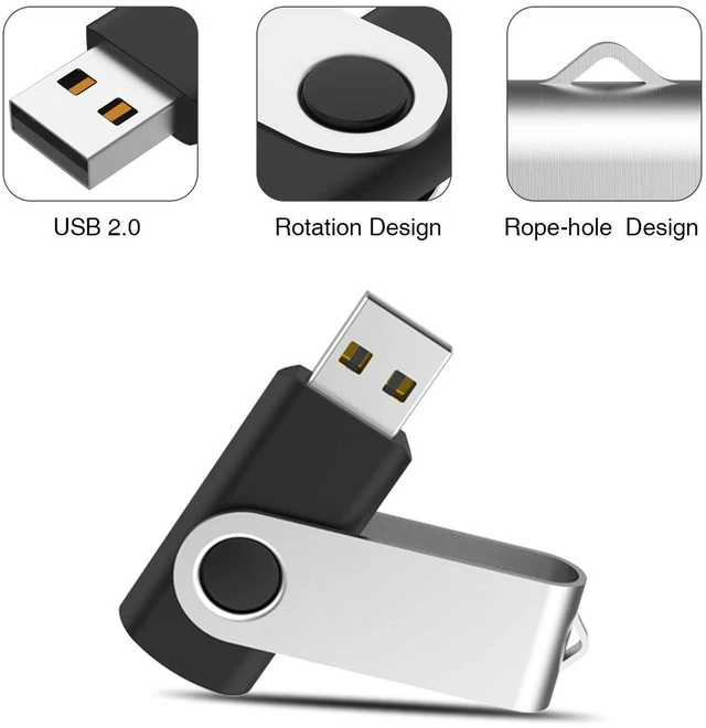 Alt view image 3 of 5 - Alihelan 32GB USB 2.0 Thumb Drives 10 Pack, Swivel Memory Stick, Black
