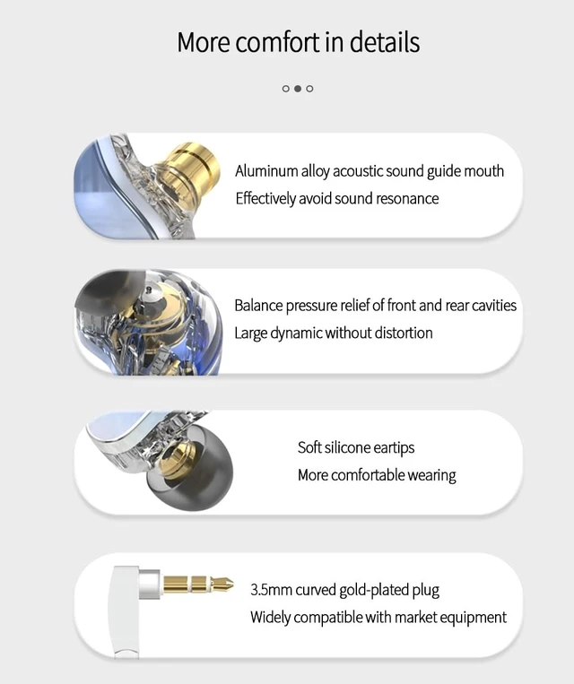 Alt view image 2 of 5 - keephifi KBEAR Robin in-Ear Monitors, Stereo Wired in Ear Earphones, 1DD+4BA Hybrid HiFi Earbuds, Powerful Resolution IEM Noise Isolating Headphones for Audiophiles Musicians (with MIC, Gold)