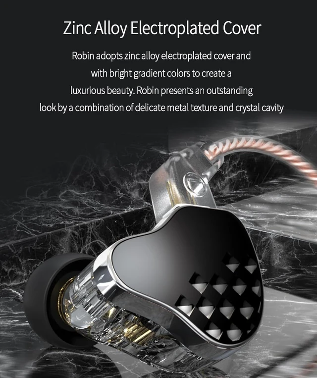 Alt view image 4 of 5 - keephifi KBEAR Robin in-Ear Monitors, Stereo Wired in Ear Earphones, 1DD+4BA Hybrid HiFi Earbuds, Powerful Resolution IEM Noise Isolating Headphones for Audiophiles Musicians (with MIC, Gold)
