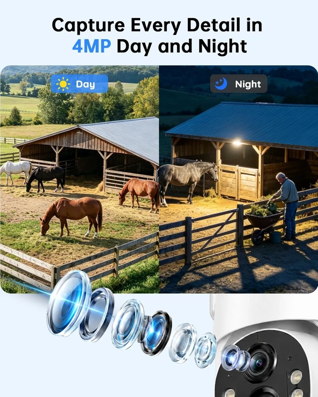 Alt view image 3 of 5 - Tical Cellular Security Camera Outdoor, No WiFi Needed, 4G LTE Camera with SIM Card, 2.5K/4MP Color Night Vision, PTZ View PIR Human Detection, Solar Powered, Farm Ranch Construction Site