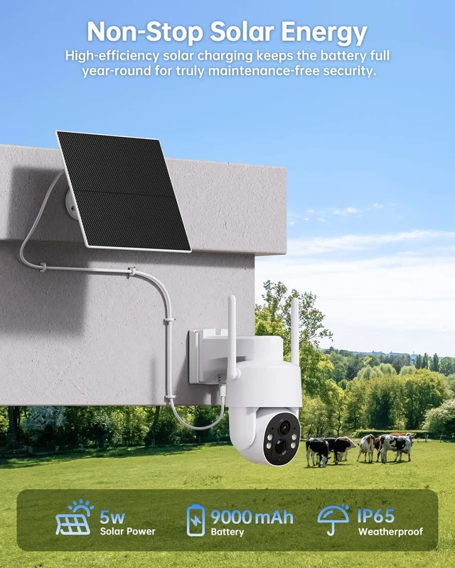 Alt view image 4 of 5 - Tical Cellular Security Camera Outdoor, No WiFi Needed, 4G LTE Camera with SIM Card, 2.5K/4MP Color Night Vision, PTZ View PIR Human Detection, Solar Powered, Farm Ranch Construction Site