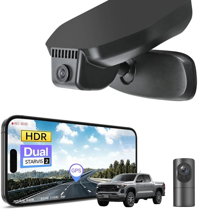 Main image of mangoal 4K Front & 2K Rear 2 Channel HDR Dash Cam, Dual STARVIS 2 IMX678 IMX675, for Chevy Colorado 2023 2024 2025 2026(Model B), 5GHz WiFi, GPS, 128GB Card