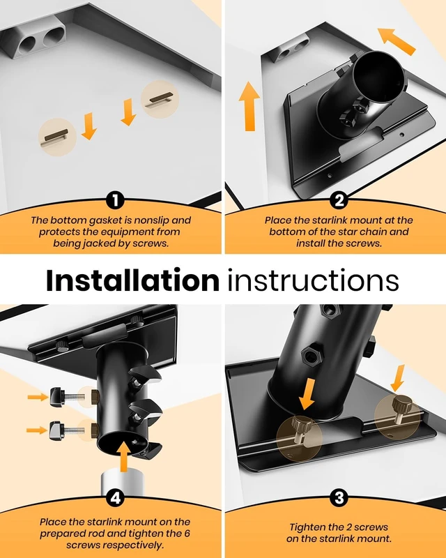 Alt view image 5 of 5 - HKMJMYG Starlink Mini Pipe Adapter, Tool-Free Installation Starlink Mini Pole Mount, Heavy-Duty Manganese Steel Starlink Mini Mount with Anti-Rust Coating for Outdoor RV Roof Yard for 1-1.9in Poles