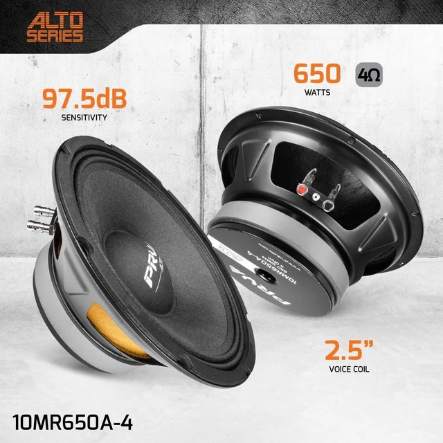 Alt view image 2 of 5 - PRV AUDIO 10MR650A-4 10 Inch Midrange Speaker, 4 Ohm, 650 Watts RMS, 97.5 db, 2.5 in Voice Coil Alto Series PRO Audio Mid Range Loudspeaker (Single)