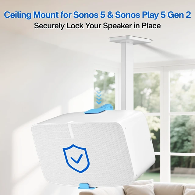 Alt view image 2 of 5 - Yibracki Pair of Heavy Duty Speaker Wall Mounts for Sonos 5 Mount & Sonos Play 5 Mount - Tilt & Swivel Adjustable Speaker Mounts for Sonos Play 5 Gen 2 Wall Mounting Bracket, White
