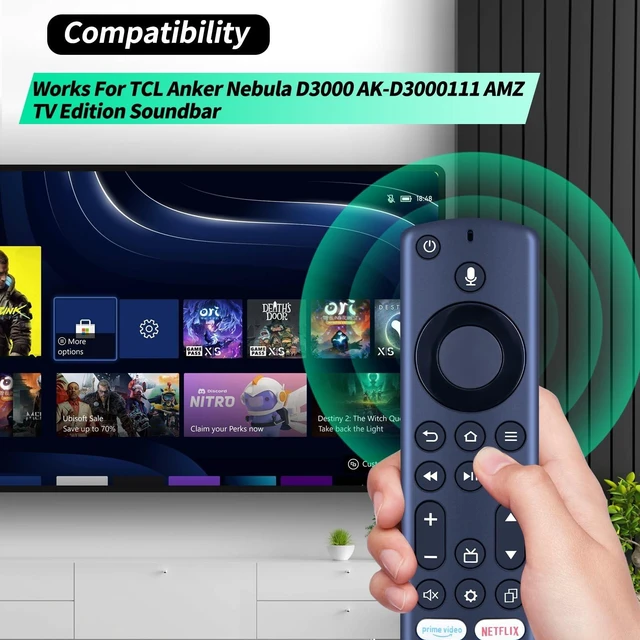 Alt view image 2 of 5 - Voice Remote Control Replaced for TCL Anker Nebula D3000 AK-D3000111 Fire TV, Edition Soundbar System Remote Controller