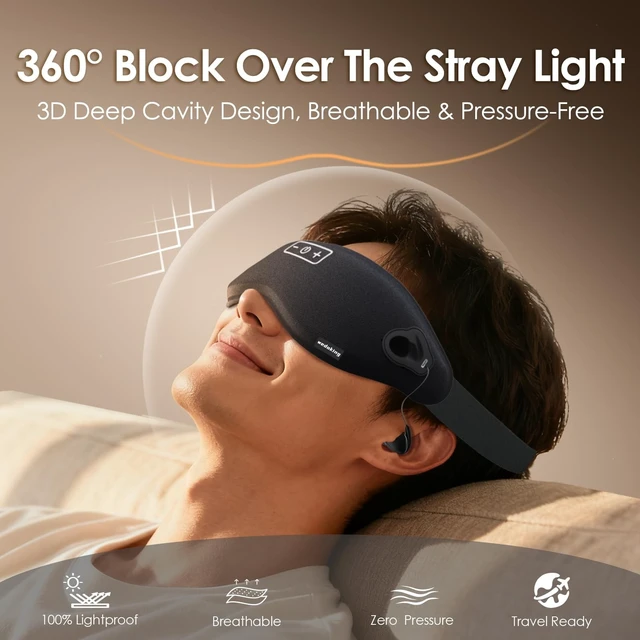 Alt view image 2 of 5 - Sleep Mask Headband Bluetooth Earbuds Noise Blocking Sleeping Headphones