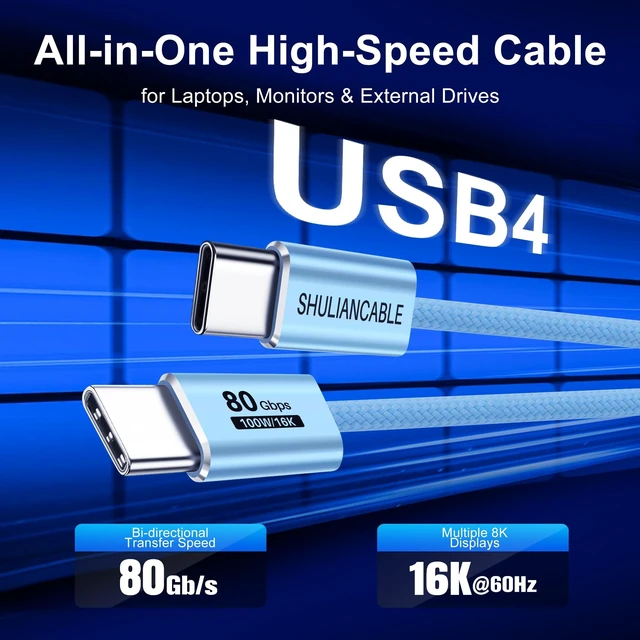 Alt view image 2 of 5 - SHULIANCABLE USB C Cable, USB 4 Data Cable,80Gbps Data Sync(3.3FT/1M)