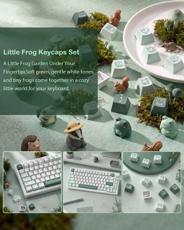 Alt view image 3 of 5 - Keyporia Keycaps Set - Little Frog, Cherry Profile, 5-Side Dye-sub PBT
