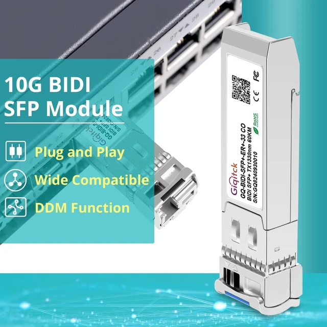 Alt view image 3 of 5 - 1 Pair 10GBASE-BX60-UD BiDi SFP+ Module, TX 1270nm/1330nm, RX 1330nm/1270nm, 60km DOM Simplex LC/UPC SMF Optical Transceiver Networking Mini Gbic for Extreme 10GB-BX60-U/ 10GB-BX60-D