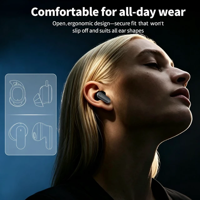 Alt view image 4 of 5 - FEFURS 2in1 Wireless Earbuds, Bluetooth 6.0, Small Noise Canceling Ear Buds with in Ear Design, Light Weight Semi in Ear Earbuds for Travel/Work/Relax