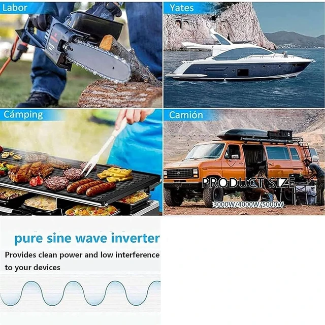Alt view image 2 of 5 - FLJDLSGS 3500W 5000W Pure Sine Wave Power Inverter 12V 72V DC to 110V AC Voltage Converter with LCD Display, for Home/RV/Truck/Car/Camping/Solar (3500W,12V)