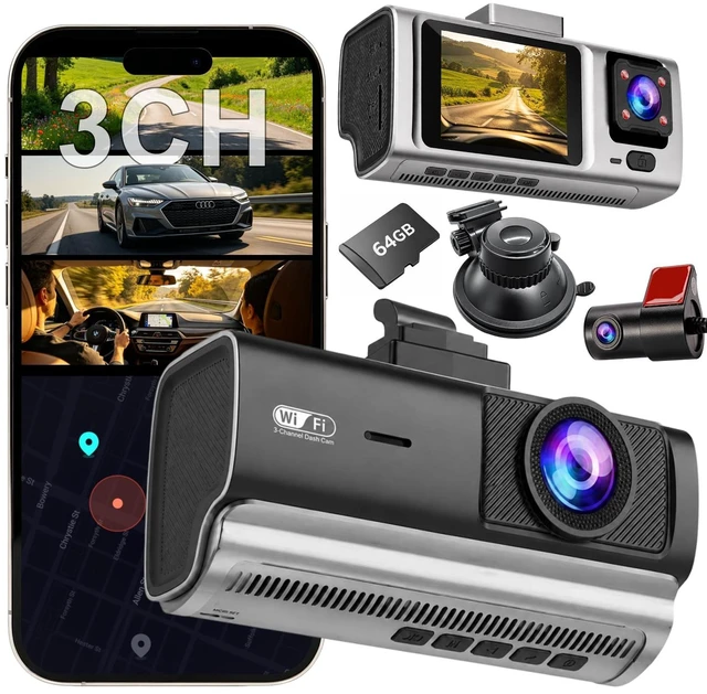 Main image of 3 Channel Dash Cam Front and Rear Inside,Dash Camera for Cars