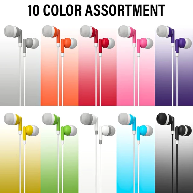 Alt view image 2 of 5 - Maeline 300 Pack Bulk Earbuds, Wired 3.5mm in-Ear Headphones for Classroom, Students, School, Individually Wrapped Earbuds for Laptop, Tablet, Chromebook for Travel, Library, Hotel