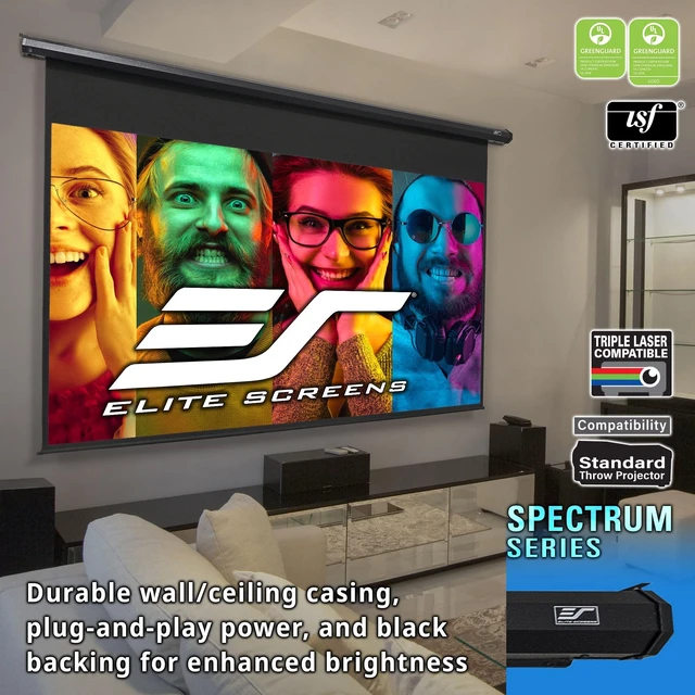 Alt view image 2 of 5 - Elite Screens Spectrum 105-Inch 16:9 Electric Motorized Projector Screen w/Swift-RC1 Remote, 4K/8K Ultra HD Ready, Home Theater & Gaming, ELECTRIC105H2