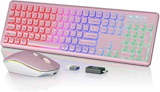 Main image of Wireless Keyboard and Mouse Combo, RGB Backlit, Trueque KM42Pro
