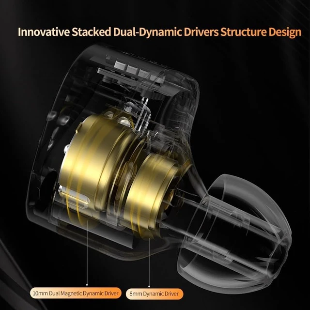 Alt view image 4 of 5 - FAAEAL KZ Castor in-Ear Headphones,HiFi Improved Bass Tunable Earphone,Audiophiles Tuning Adjustable IEM,Dual Dynamic Drivers 2Pin Detachable Monitors with Adjusting Switch (Bass Version No Mic)