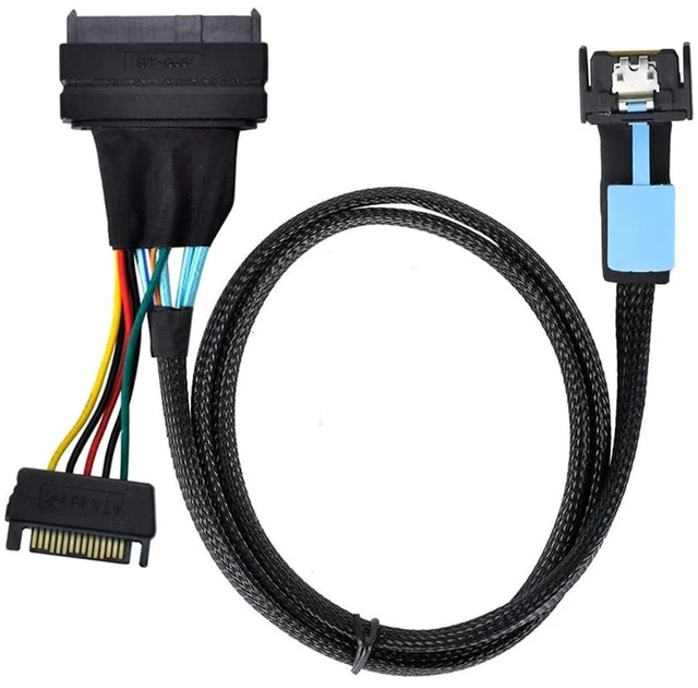Main image of NFHK MCIO 4X Mini Cool Edge IO to U.2 SFF-8639 NVME PCIe PCI-Express Cable for Mainboard SSD
