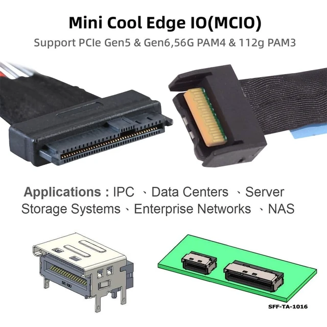Alt view image 4 of 5 - NFHK MCIO 4X Mini Cool Edge IO to U.2 SFF-8639 NVME PCIe PCI-Express Cable for Mainboard SSD