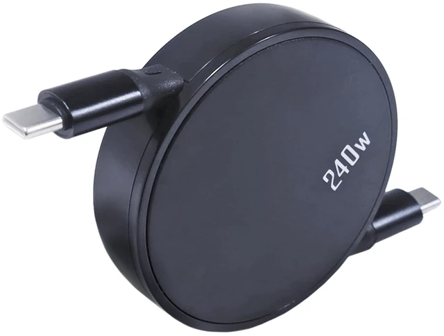 Alt view image 2 of 5 - BoxWave Cable Compatible with Tronsmart Halo 110 Portable Party Speaker - PD miniSync (240W), Retractable PD 240W Portable USB Type-C Cable - Jet Black