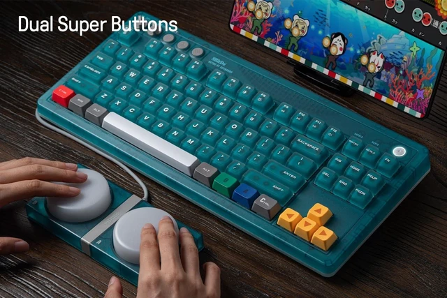 Alt view image 5 of 5 - 8Bitdo 87 Keys Retro Mechanical Keyboard for PC and Android - Clear Blue