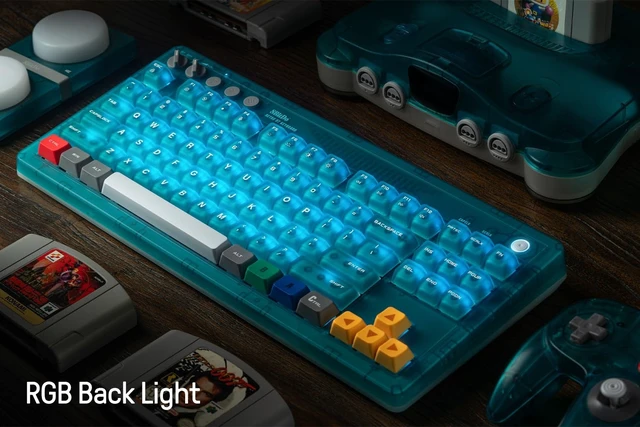 Alt view image 3 of 5 - 8Bitdo 87 Keys Retro Mechanical Keyboard for PC and Android - Clear Blue
