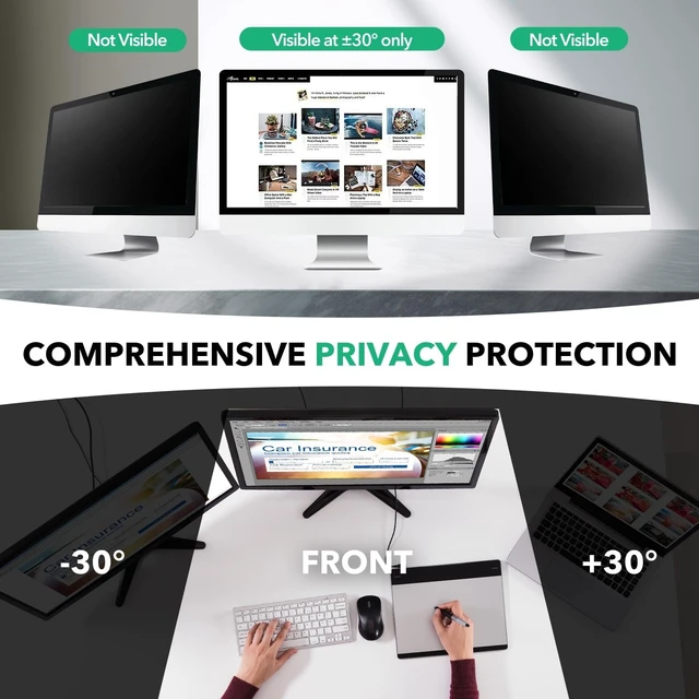 Alt view image 3 of 5 - QOYZINE 24 invch Computer Privacy Screen Filter for 16:10 Aspect Ratio Widescreen Monitor,24in Curved Computer Monitor Privacy Shield Anti Glare Eye Protection, Anti-Scratch Removable Protector Film
