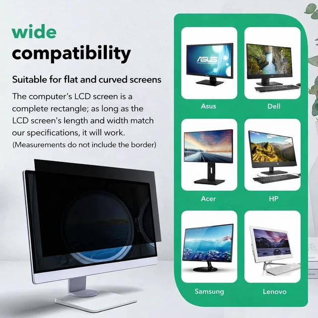 Alt view image 5 of 5 - QOYZINE 24 invch Computer Privacy Screen Filter for 16:10 Aspect Ratio Widescreen Monitor,24in Curved Computer Monitor Privacy Shield Anti Glare Eye Protection, Anti-Scratch Removable Protector Film
