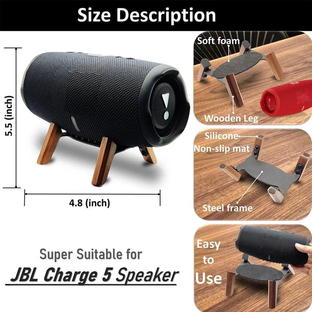 Alt view image 3 of 5 - Real Wood Stand Compatible for jbl Charge 6,Charge 5 Speaker (Walnut)
