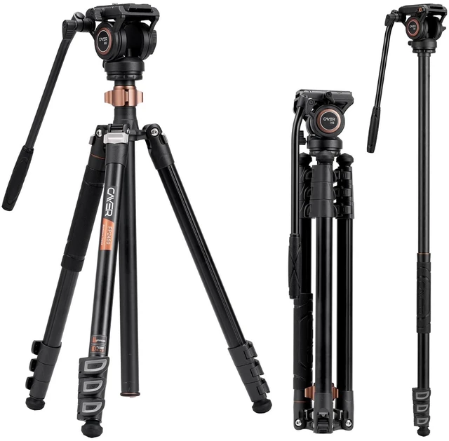 Main image of Cayer FP2450 Aluminium Video Tripod, 75" Fluid Head 4-Section for Camera