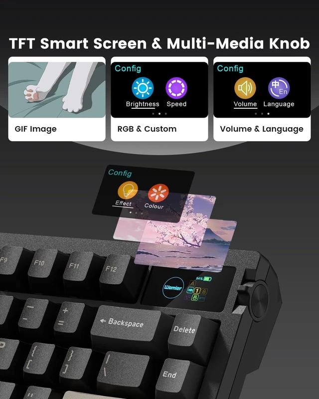 Alt view image 3 of 5 - Typehaven L80 75% Wireless Gaming Keyboard, Mechanical Keyboard with Knob