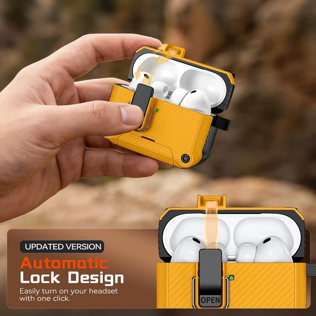 Alt view image 4 of 5 - Inesore for AirPods Pro 3 Case with Secure Lock (Yellow)