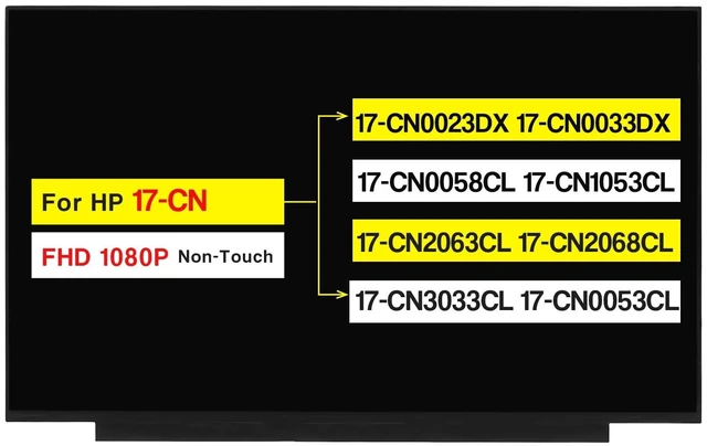 Main image of POBRIDA 17.3" Replacement for HP 17-CN 17-CN0023DX 17-CN0033DX 17-CN0058CL 17-CN1053CL 17-CN2063CL 17-CN2068CL 17-CN3033CL 17-CN0053CL M50442-001 Non-Touch Screen LCD Display Panel(FHD 30 Pins 60HZ)