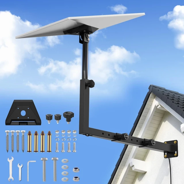Main image of Starlink Mount for Standard 4/4X/Gen 3/V3, Adjustable Starlink Dish Mount with Telescoping Support Arm, Heavy Duty Outdoor Gen 3 Bracket for Concrete & Wood Walls, Rustproof Weatherproof Steel
