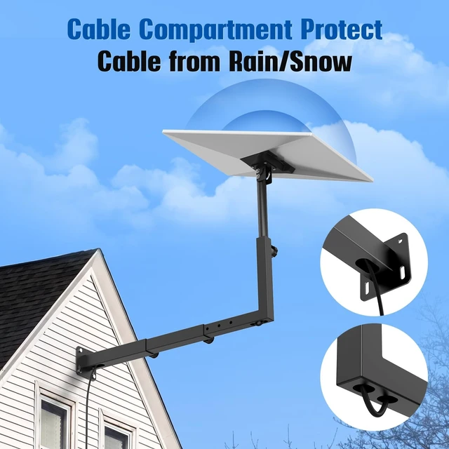 Alt view image 3 of 5 - Starlink Mount for Standard 4/4X/Gen 3/V3, Adjustable Starlink Dish Mount with Telescoping Support Arm, Heavy Duty Outdoor Gen 3 Bracket for Concrete & Wood Walls, Rustproof Weatherproof Steel