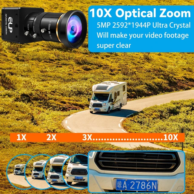 Alt view image 4 of 5 - Global Shutter USB Camera, High Speed 5MP 60FPS Manual Zoom USB3.0 Webcam