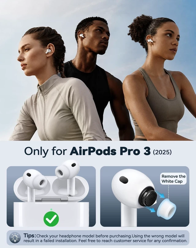 Alt view image 2 of 5 - Tecolu Memory Foam Replacement Ear Tips for AirPods Pro 3 (L-White)
