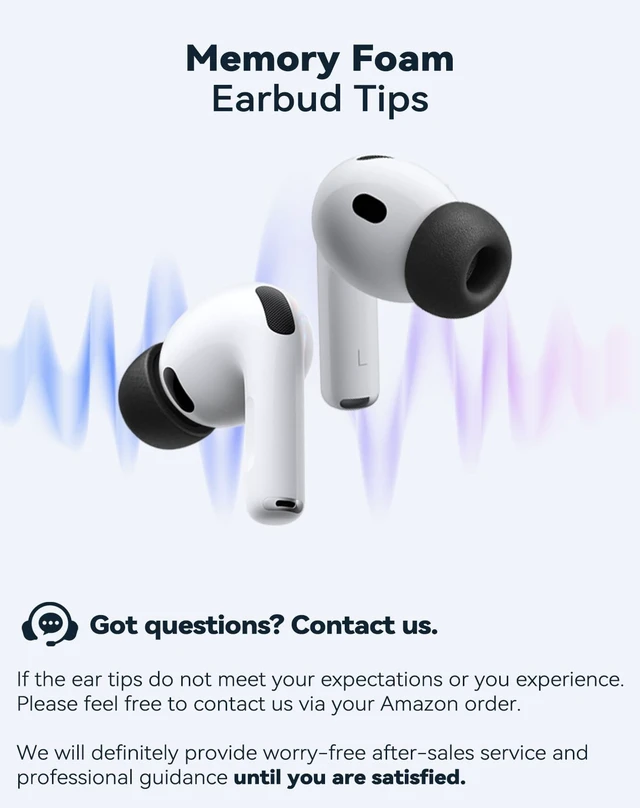 Alt view image 4 of 5 - Tecolu Memory Foam Replacement Ear Tips for AirPods Pro 3 (L-White)