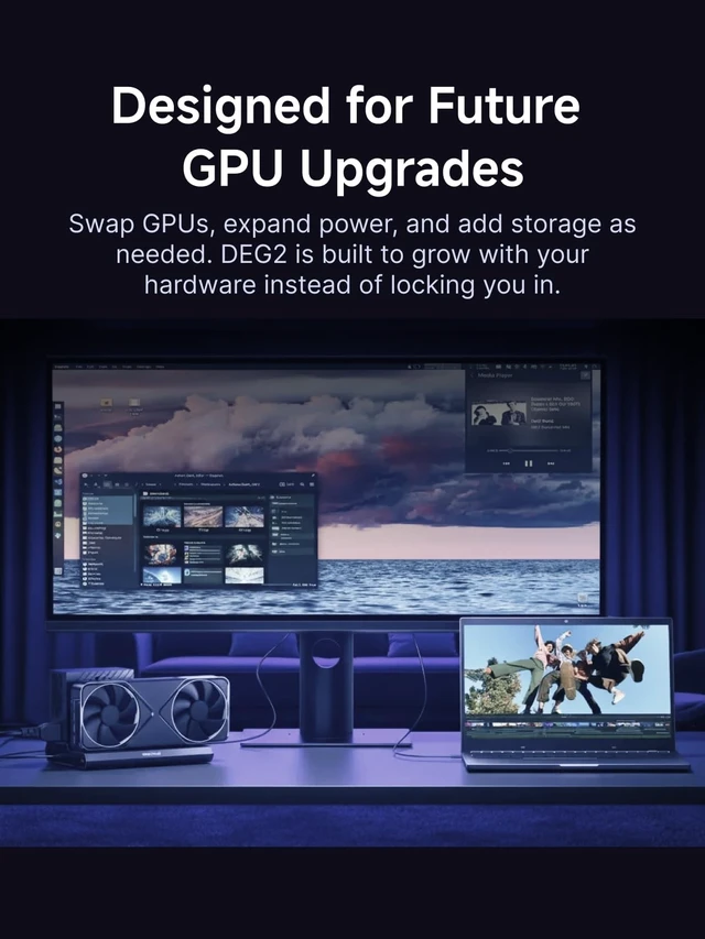 Alt view image 3 of 5 - MINISFORUM DEG2 eGPU Docking Station for OCuLink and USB4 V2, (Supports TBT5), Graphics Card Extension Enclosure, Works with ATX/SFX Power Supplies, Features M.2 Slot,2.5G LAN Portand USB 3.2 Port