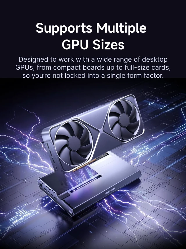 Alt view image 5 of 5 - MINISFORUM DEG2 eGPU Docking Station for OCuLink and USB4 V2, (Supports TBT5), Graphics Card Extension Enclosure, Works with ATX/SFX Power Supplies, Features M.2 Slot,2.5G LAN Portand USB 3.2 Port