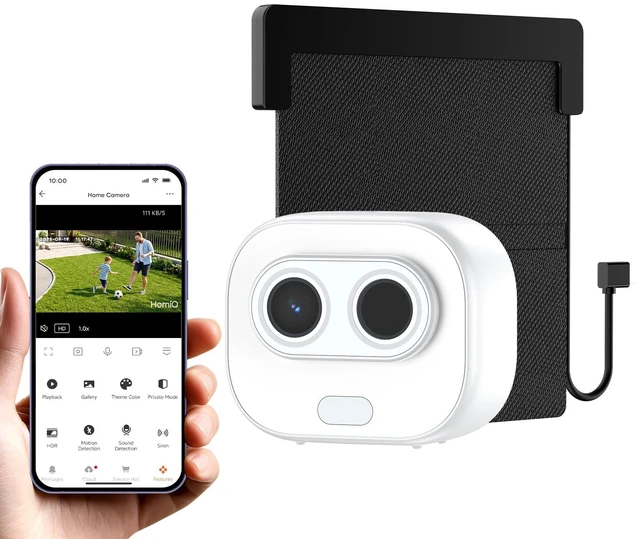 Main image of HomiQ Solar Window Security Camera, Indoor Cam with Rechargeable Battery