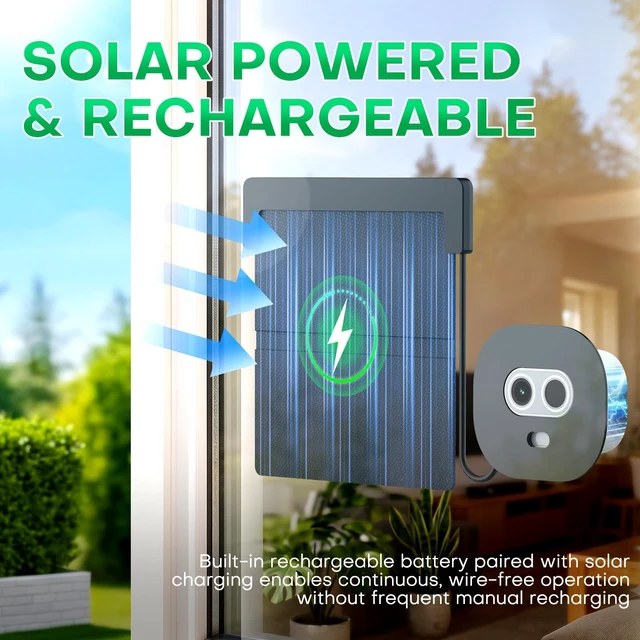 Alt view image 2 of 5 - HomiQ Solar Window Security Camera, Indoor Cam with Rechargeable Battery