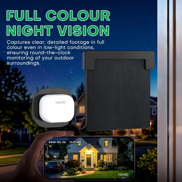 Alt view image 5 of 5 - HomiQ Solar Window Security Camera, Indoor Cam with Rechargeable Battery