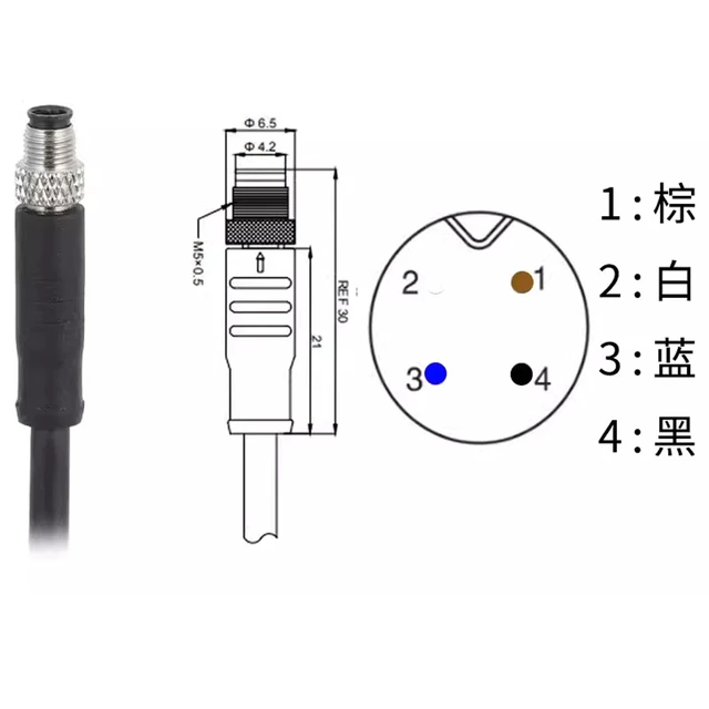 Alt view image 3 of 3 - Eonvic Industrial M5 A-Code 4 Pin Male Connector to Open End Moulded IP67 Waterproof Aviation Industrial Sensor Connection Cable 3M