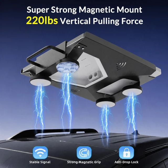 Alt view image 5 of 5 - Starlink Mini Magnetic Roof Car Mount Vehicle Mountwith Handle,Quick Install,Hail & UV Resistant,Truck RV Flat Rack Roof Sunroof Kit Boat V4,for Camping, High-Speed & Extreme Conditions (Gray)