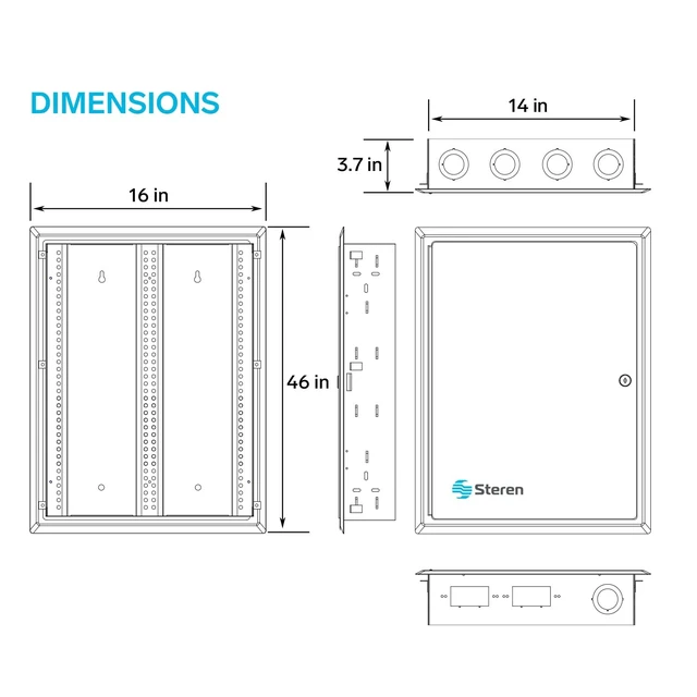 Alt view image 5 of 5 - Structured Media Enclosure Accessories - Structured Wiring Cabinet - Structured Wiring Enclosure - Structured Media Cabinet - Structured Media Center - Fasthome Flush Mount Enclosure - STEREN 44"