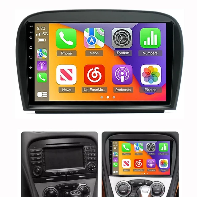 Main image of Bobuluo Car Stereo Radio Compatible for SL R230 SL350 SL500 SL300 2005-2012 with Wireless CarPlay and Android Auto,9 Touch Screen Bluetooth Android 13 GPS WiFi Dual USB Backup Camera